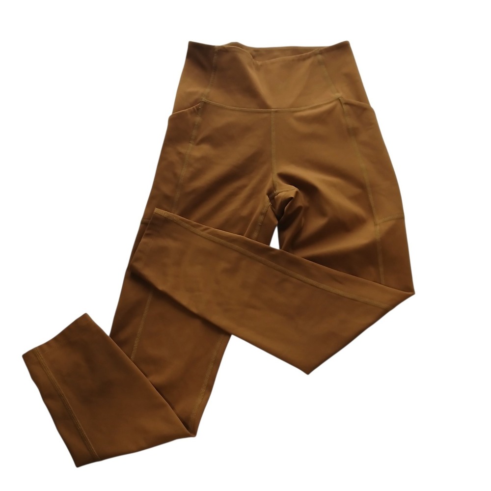 Girlfriend Collective $98 Compression Pocket Leggings XS Caramel Copper Brown